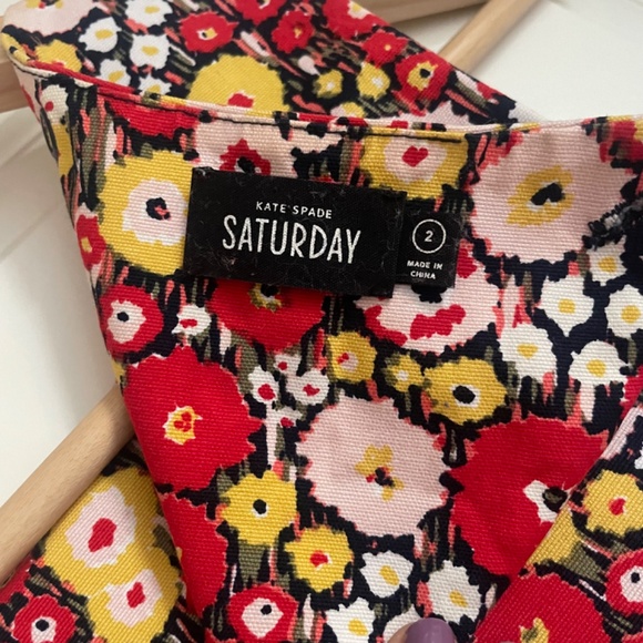 Kate Spade Saturday Everday Red Floral Shift Mini Dress Size 2 (XS) - Picture 5 of 8